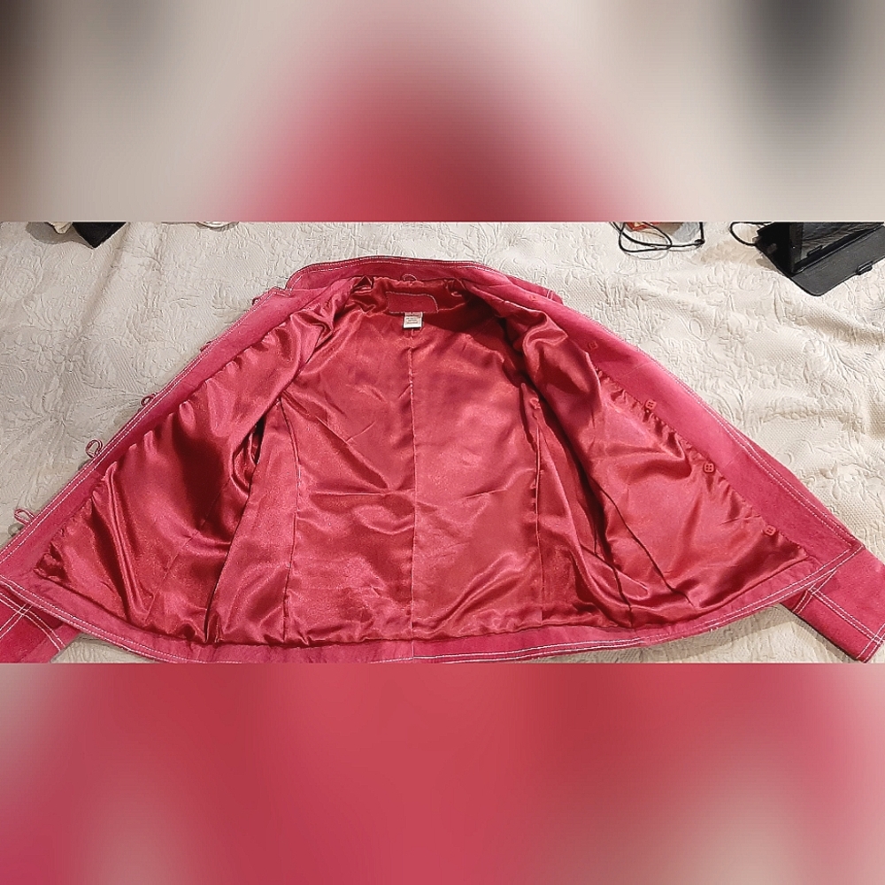 Hot Pink Suede Leather Jacket - Picture 3 of 14